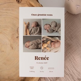 staande geboortekaart met fotocollage en geboortedetails TA05500-2600124-15 3