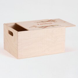 houten kist met schuifdeksel met naam en pampas TA05822-2400001-15 2