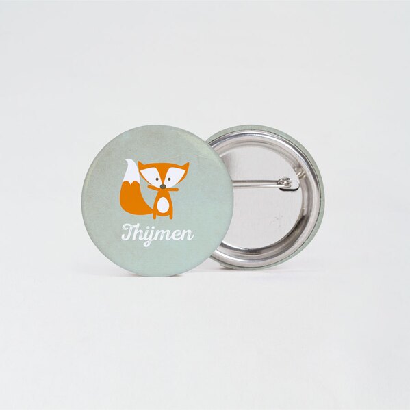 mintgroene button met oranje vos 3 7 cm TA05900-1800014-15 1