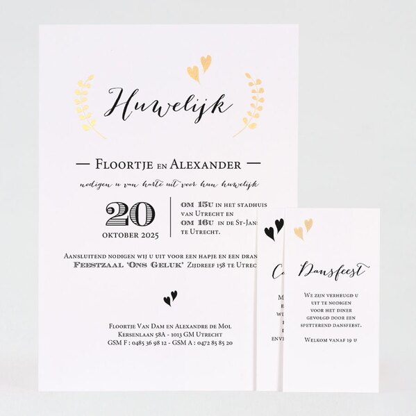 sierlijke trouwkaart met gouden details buromac 108021 TA108-021-15 1