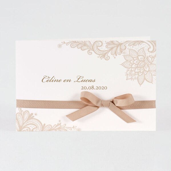 romantische trouwkaart met kant en luxe lint buromac 106065 TA116-065-15 1