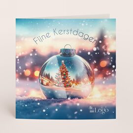 vierkante kerstkaart met glanzende kerstbal en logo TA1187-2500017-15 1