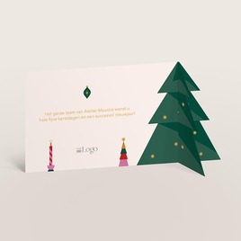 unieke kerstkaart voor bedrijven met 3d kerstboom en kerstversiering TA1187-2600049-15 2