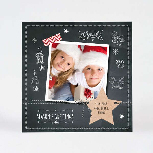 vierkante kerstkaart met foto op krijtbord TA1188-1600011-15 1