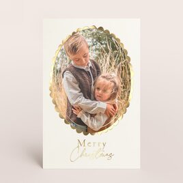 staande kerstkaart met foto in ovaal kader met goudfolie TA1188-2600032-15 1