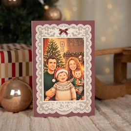 kerstkaart met kantdetails en ai familiefoto TA1188-2600091-15 4