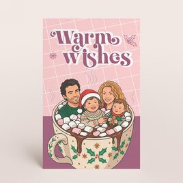 kerstkaart warm wishes met grappige ai illustratie van familie in kopje TA1188-2600093-15 1