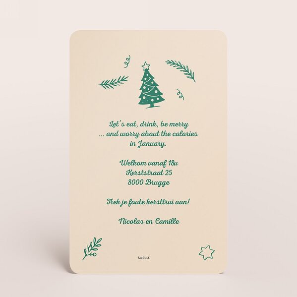 stijlvolle uitnodiging kerstdiner met illustraties en goudfolie TA1188-2600102-15 2