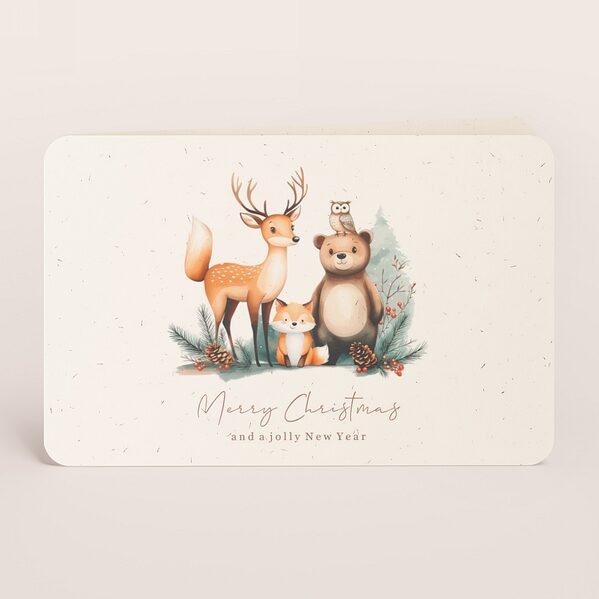 dubbele kerstkaart met bosdieren in winterlandschap TA1188-2600107-15 1