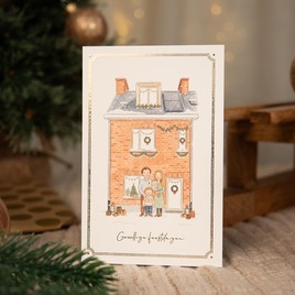 kerstkaart met persoonlijke ai illustratie van huis en gezin TA1188-2600108-15 3