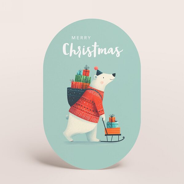 ovale kerstkaart met schattige ijsbeer in kersttrui TA1188-2600121-15 1