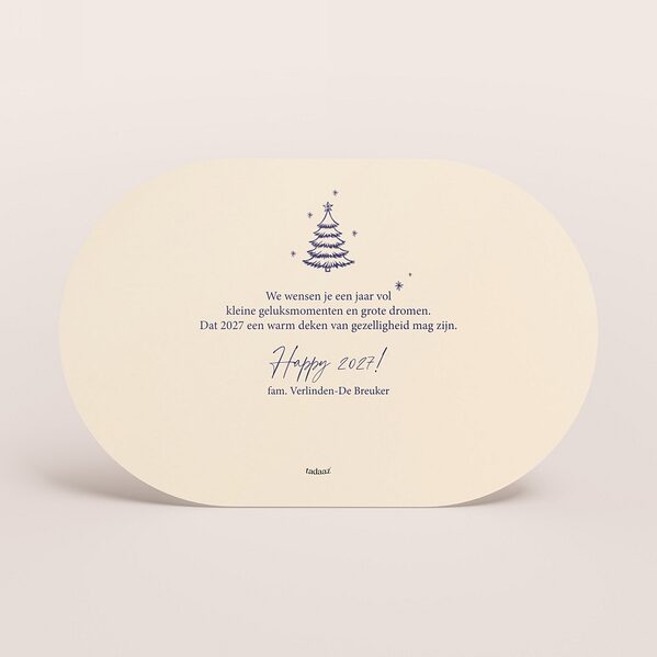 ovale kerstkaart met jaartal kerstboom en goudfolie TA1188-2600123-15 2