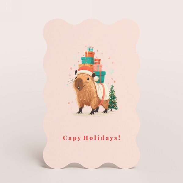 kerstkaart met golvende rand en capibara illustratie TA1188-2600130-15 1