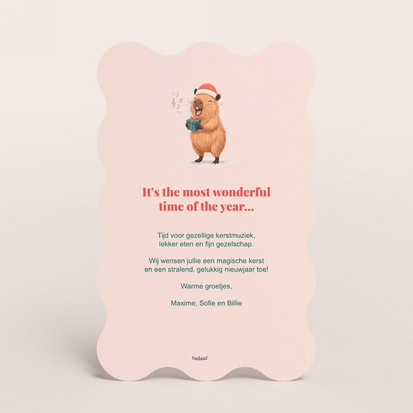 kerstkaart met golvende rand en capibara illustratie TA1188-2600130-15 2