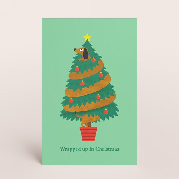 grappige kerstkaart met teckel in kerstboom TA1188-2600132-15 1