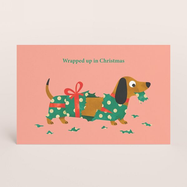liggende kerstkaart met grappige teckel illustratie TA1188-2600134-15 1