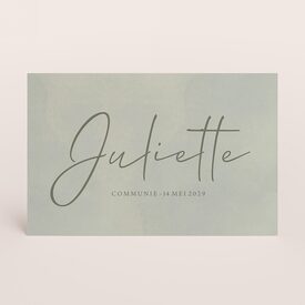 minimalistische communie uitnodiging grijsgroen met naam TA1227-2400013-15 1