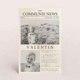 originele communie uitnodiging in krant thema TA1227-2400027-15 1