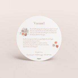 ronde uitnodiging communiefeest met bloemenkrans en duiven TA1227-2500033-15 2