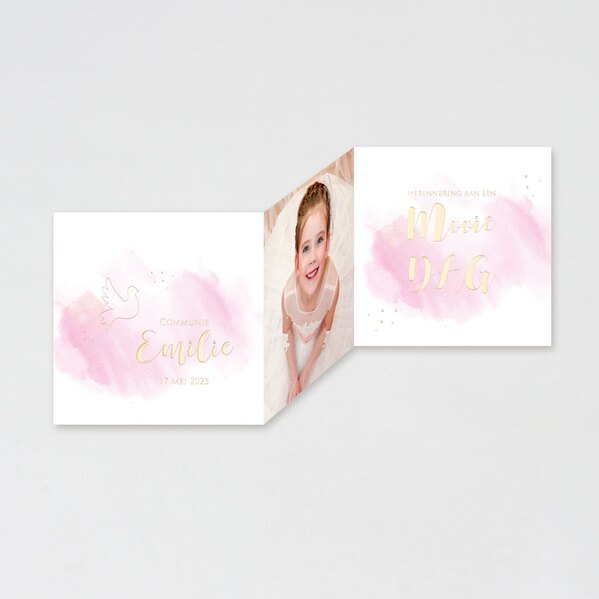 drieluik bedankkaartje met roze aquarel en goudfolie TA1228-1900031-15 1