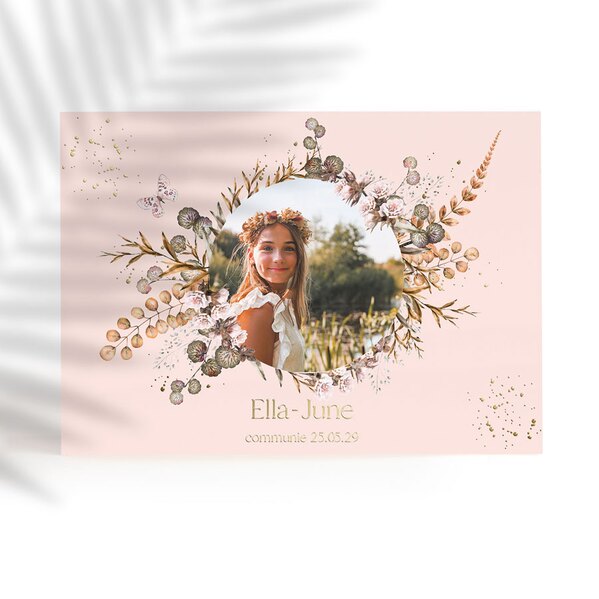 bedankkaart bloemenkrans met goudfolie en foto TA1228-2300014-15 1