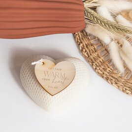 hartvormige kaars soft white met houten tekstlabel TA14971-2300010-15 2