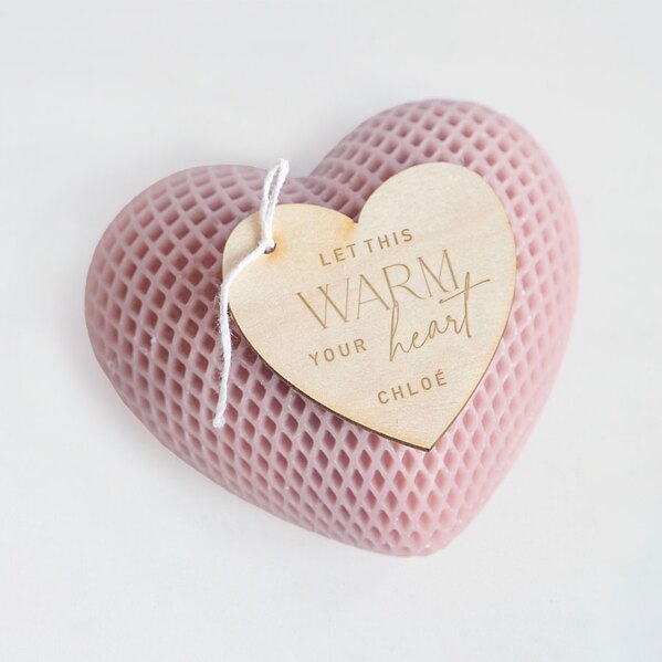 hartvormige kaars blush pink met houten tekstlabel TA14971-2300011-15 1