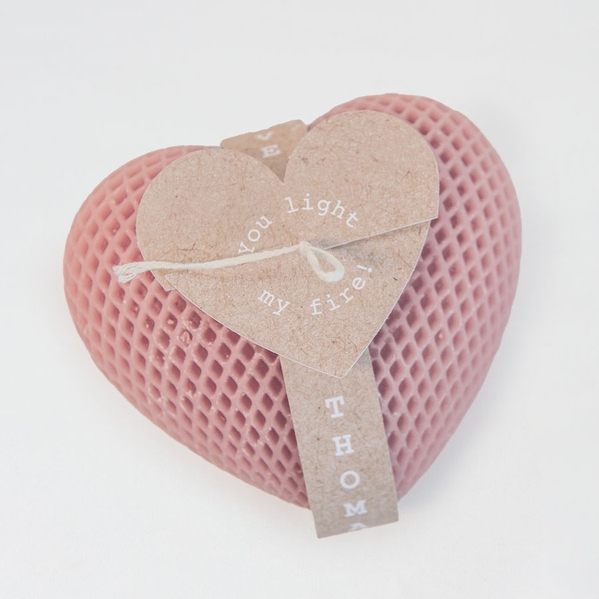 hartvormige kaars blush pink met gepersonaliseerde wikkel TA14971-2300014-15 1