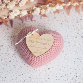 blush pink hart kaarsje met hartvormig houten label TA14971-2400004-15 2
