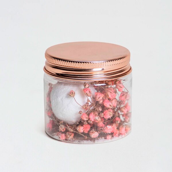 potje met mini bruisbal en roze droogbloemen TA382-298-15 1