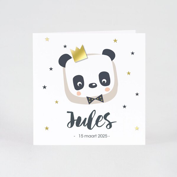 geboortekaartje panda met opplakmotiefje gouden kroon buromac 507008 TA507-008-15 1