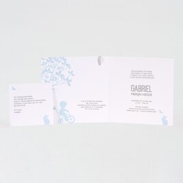 lichtblauw geboortekaartje met silhouet fietsend jongetje buromac 507036 TA507-036-15 2