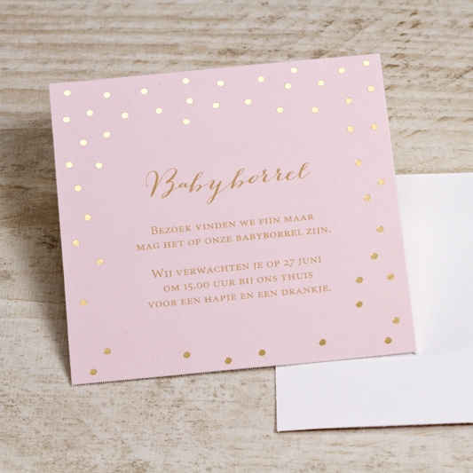 babyroze babyborrelkaart met gouden confetti TA577-307-15 1