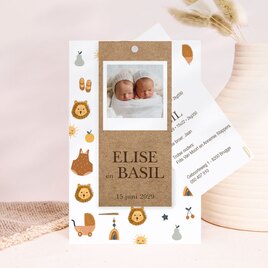 tweeling geboortekaartje babyspullen met fotolabel buromac 581030 TA581-030-15 1
