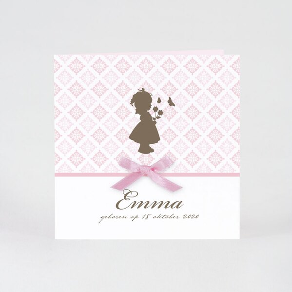 lief roze kaartje met silhouet meisje en strikje buromac 584092 TA584-092-15 1
