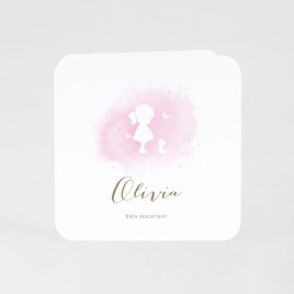 geboortekaartje silhouet meisje in roze aquarel buromac 589045 TA589-045-15 1