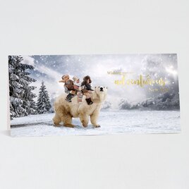 kerstkaart bedrijf met ijsbeer in sneeuwlandschap en goudfolie TA841-003-15 1
