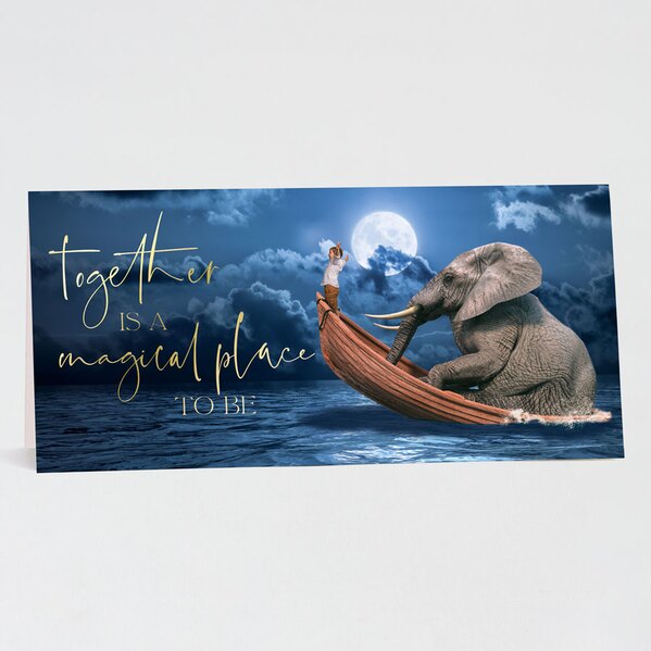 zakelijke kerstkaart met olifant en goudfolie TA842-013-15 1
