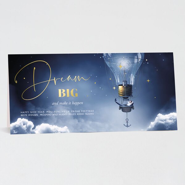 zakelijke kerstkaart dream big met luchtballon en goudfolie TA842-018-15 1