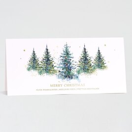 liggende zakelijke kerstkaart met aquarel kerstbomen en goudfolie TA842-032-15 1