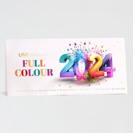 kleurrijke nieuwjaarskaart zakelijk met goudfolie en hoogglans TA843-040-15 1